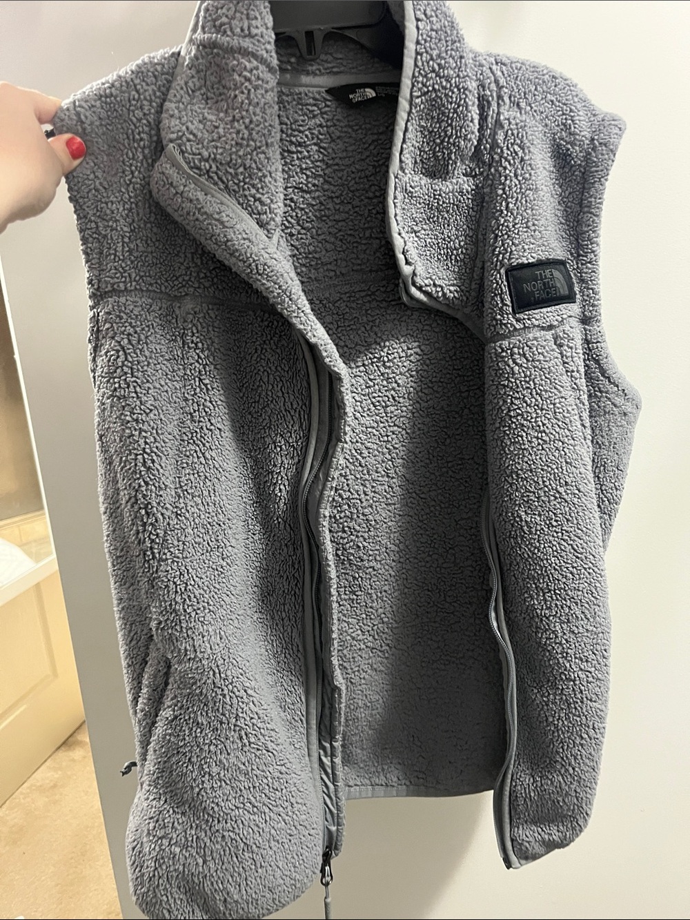 The North Face Gray Sherpa Zip Vest